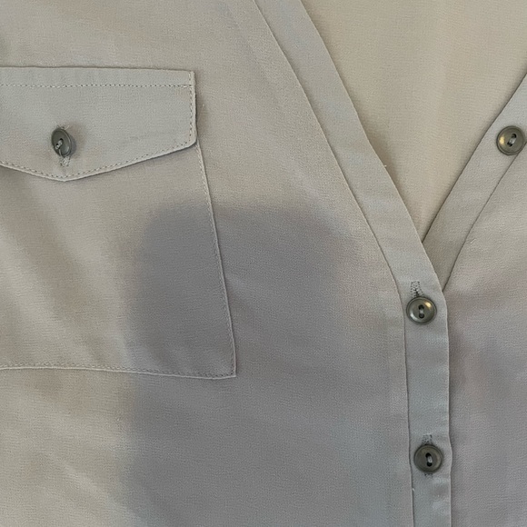 Sheer geay short sleeve blouse - Picture 2 of 2